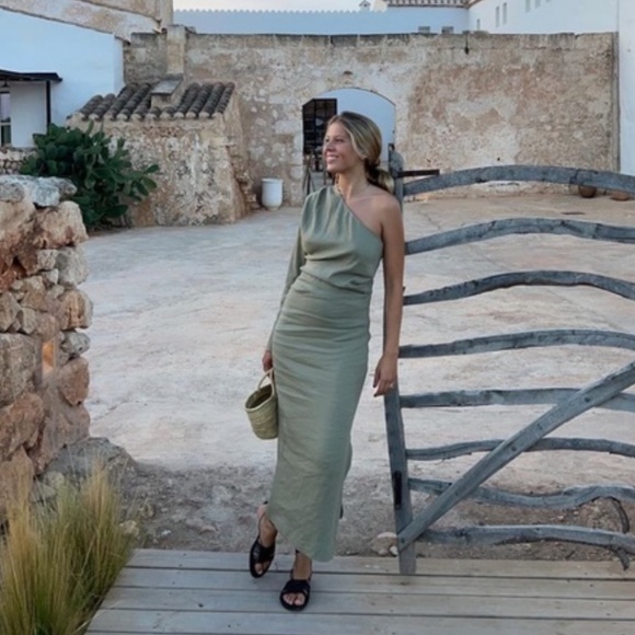 ZARA Asymmetrical Linen Blend Dress - Picture 15 of 16